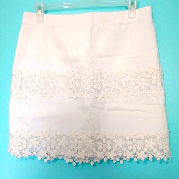 J. Crew White Skirt With Lace Size 4 - Picture 2 of 12